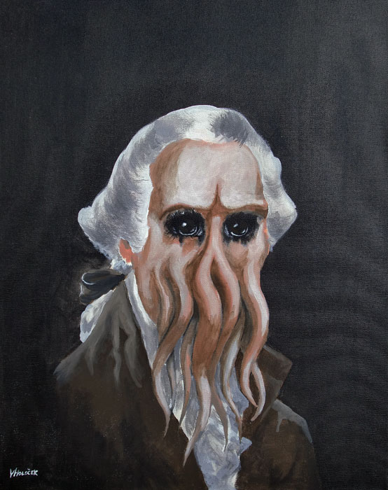 In HIs House at V'rnon, Dead Washingthulu Waits Dreaming, acrylic